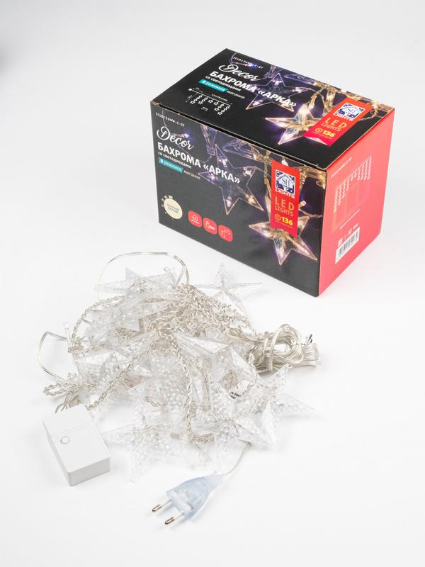 гирлянда бахрома "арка" (с насадками-звездами) icld136ww-c-st 136led 2.5х1.2м 8режимов ip20 тепл. бел. shlights 4690601054234 от BTSprom.by