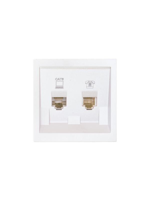 розетка компьютерная + телефонная 2-м сп zima rj45 + rj11 с модулем кат.6 механизм бел. искра матов. lezard 704-1488-144 от BTSprom.by