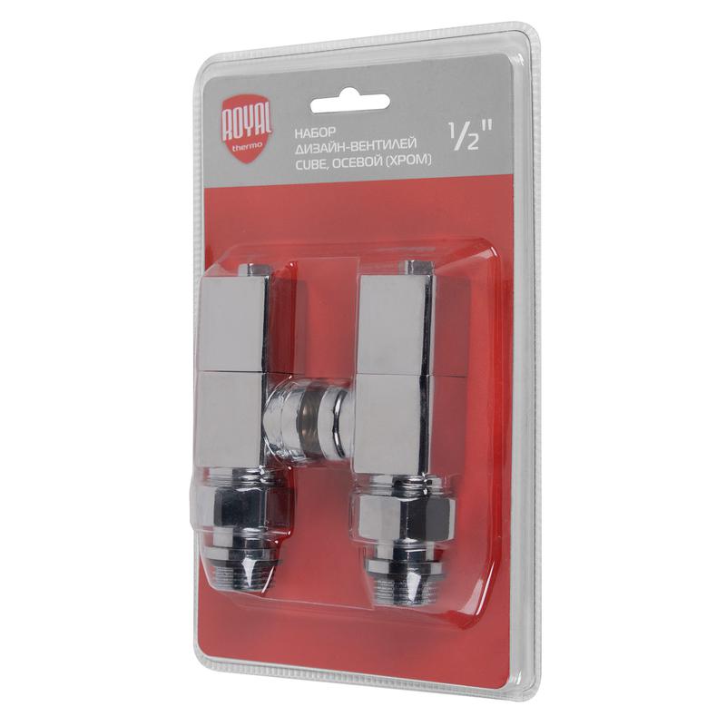  Набор дизайн-вентилей CUBE осевой 1/2дюйм хром Royal Thermo НС-1193193 фото в каталоге от BTSprom.by