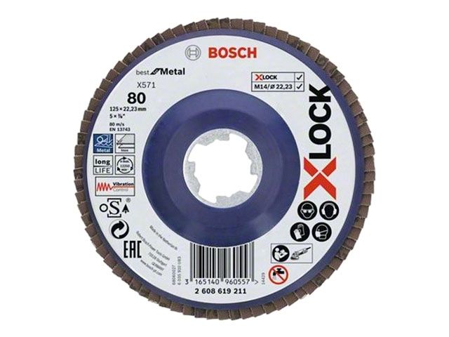 круг лепестковый 125х22.2 мм g80 плоский best for metal x-lock bosch 2608619211 от BTSprom.by