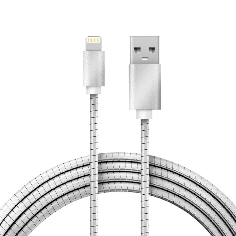  Кабель USB для iPhone 5/6/7 моделей шнур в металлической оплетке серебристый Rexant 18-4247 фото в каталоге от BTSprom.by