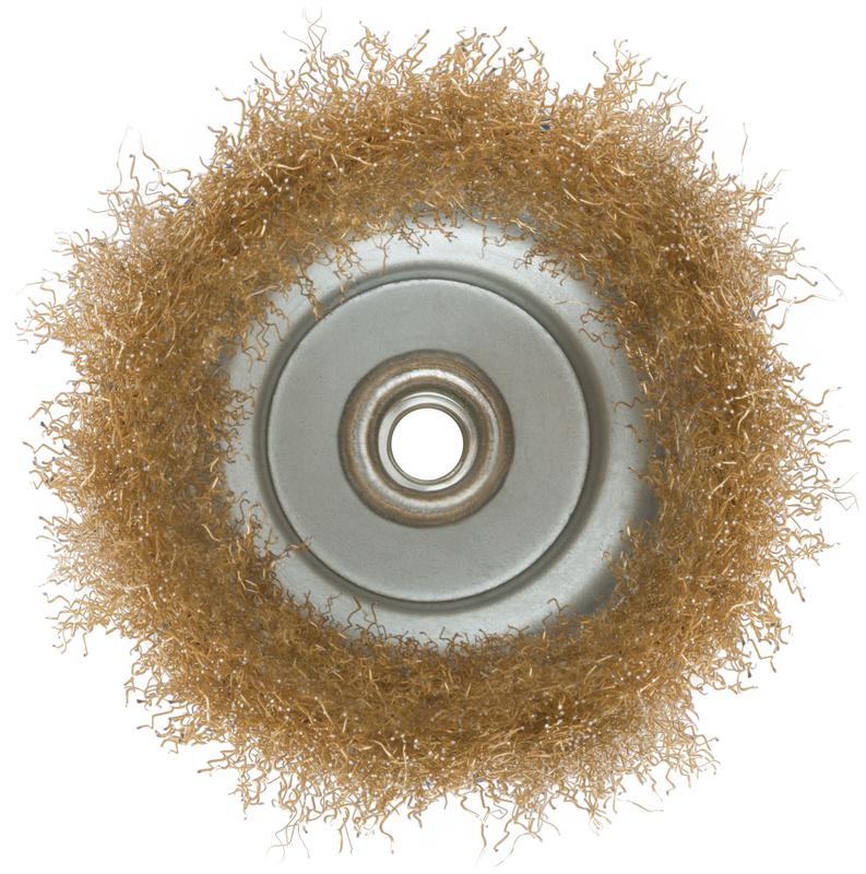  Корщетка тип "чашка" гайка М14 стальная латунированная волнистая проволока 125мм MOS 38944М фото в каталоге от BTSprom.by