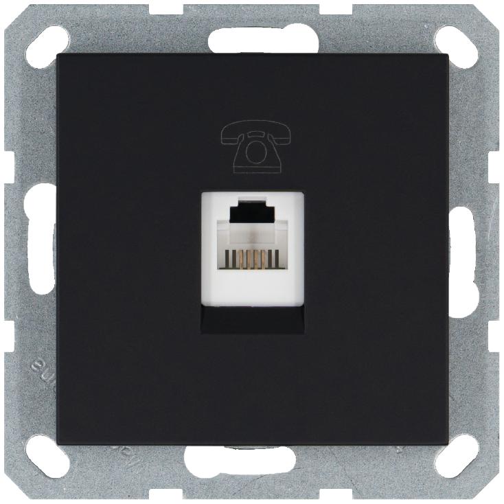 розетка телефонная 1-м rj11 механизм черн. матов. soft touch jasmartg6101pb от BTSprom.by