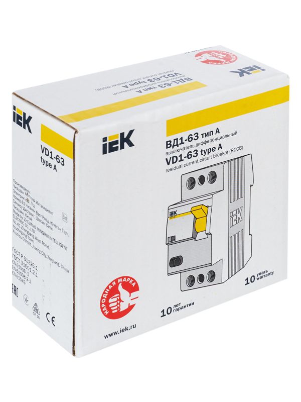  Выключатель дифференциального тока (УЗО) 2п 16А 30мА тип A ВД1-63 KARAT IEK MDV11-2-016-030 фото в каталоге от BTSprom.by