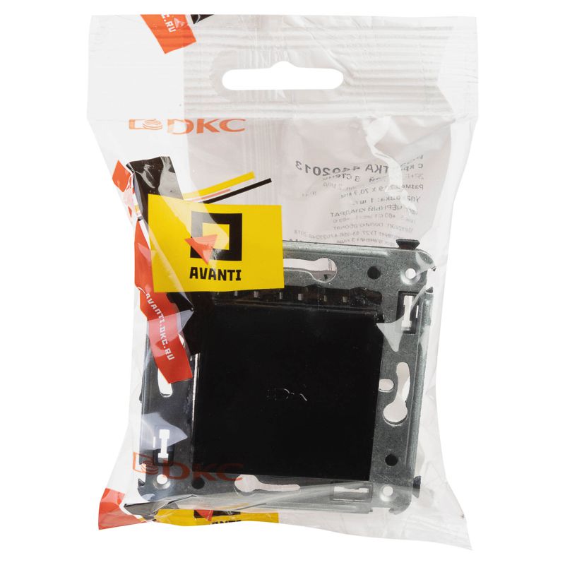  Розетка 1-м СП 2мод. Avanti "Черный квадрат" 16А IP41 2P+E защ. шторки с крышкой черн. DKC 4402013 фото в каталоге от BTSprom.by