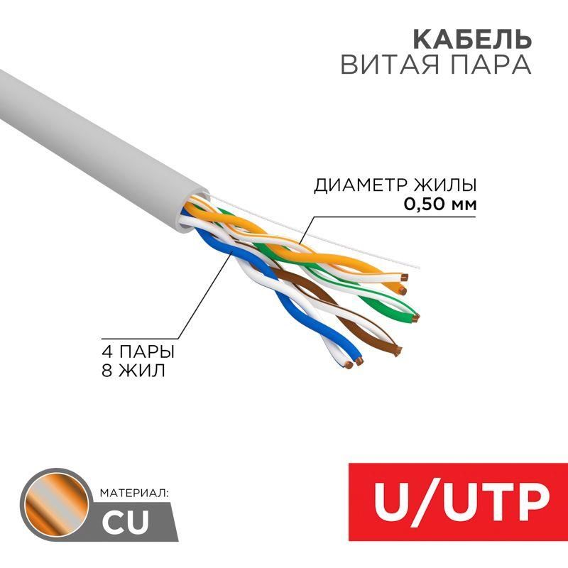 кабель витая пара u/utp кат.5e 4х2х24awg сер. (уп.25м) rexant 01-0043-25 от BTSprom.by