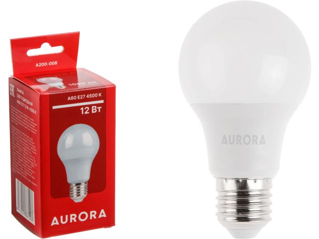лампа светодиодная a60 стандарт 12вт 230в e27 4500k aurora a200-008 от BTSprom.by