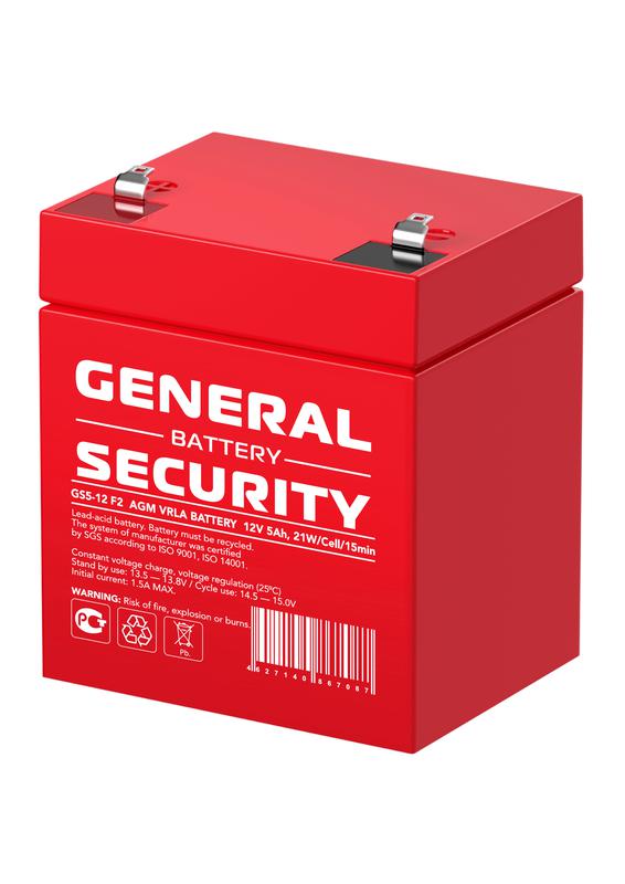 аккумулятор 12в 5а.ч general security gs5-12 f2 от BTSprom.by