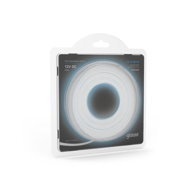  Лента светодиодная Black 5050/60-SMD 14.4Вт/м 6500К холод. бел. IP66 660лм/м 12В (блист.5м) GAUSS 311000314 фото в каталоге от BTSprom.by