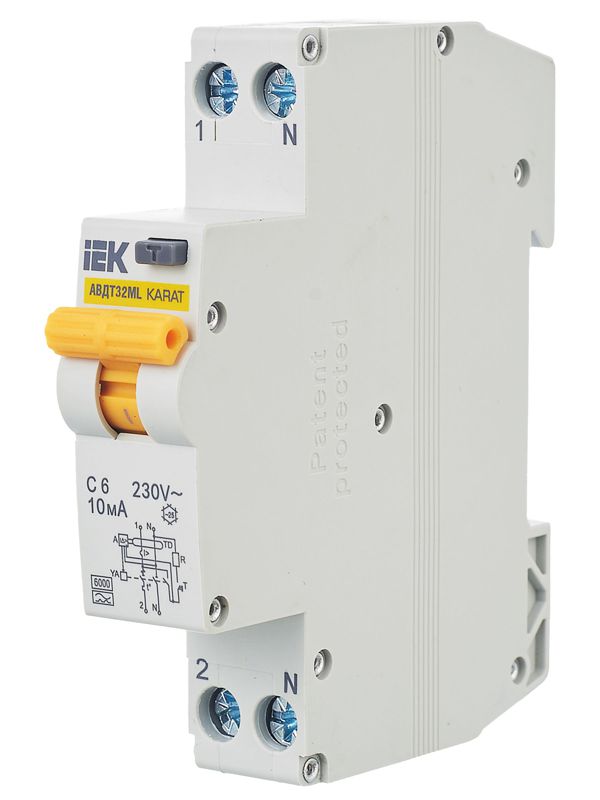  Выключатель автоматический дифференциального тока C 6А 10мА тип A АВДТ32ML KARAT IEK MVD12-1-006-C-010-A фото в каталоге от BTSprom.by