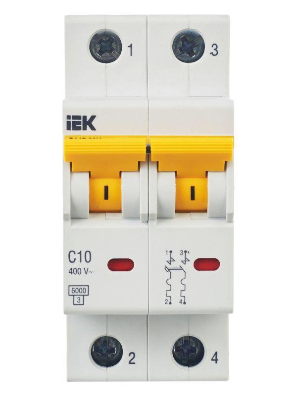  Выключатель автоматический модульный 2п C 10А 6кА ВА47-60M KARAT IEK MVA31-2-010-C фото в каталоге от BTSprom.by