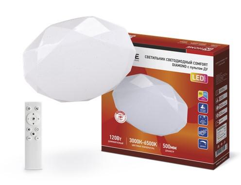 светильник светодиодный comfort diamond 120вт 3000-6500к 9600лм 230в 500х80мм с пультом ду in home 4690612035055 от BTSprom.by