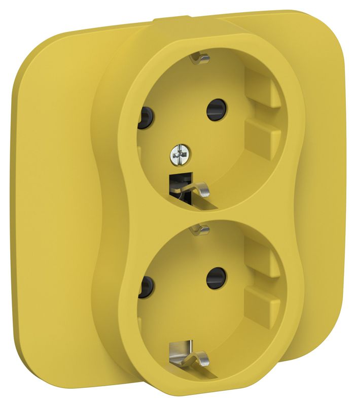 розетка 2-м сп flite рсш12-0-а-флжк 16а с заземл. с защ. шторками в сборе механизм желт. карри iek fi-r24a-16-k44 от BTSprom.by