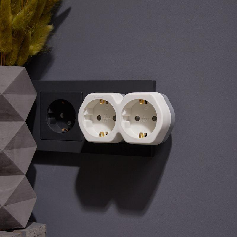  Разветвитель 2-м с заземл. 16А IP20 защ. шторки бел. Rexant 11-1087 фото в каталоге от BTSprom.by