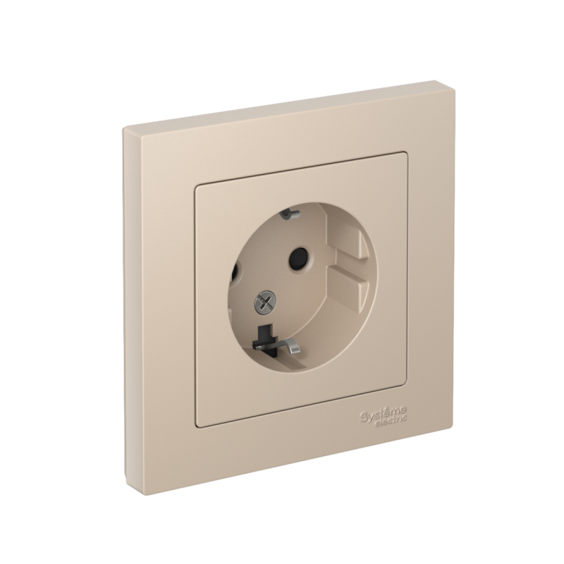 розетка atlasdesign 16а с заземл. со шторками в сборе песочн. se atn001244 от BTSprom.by
