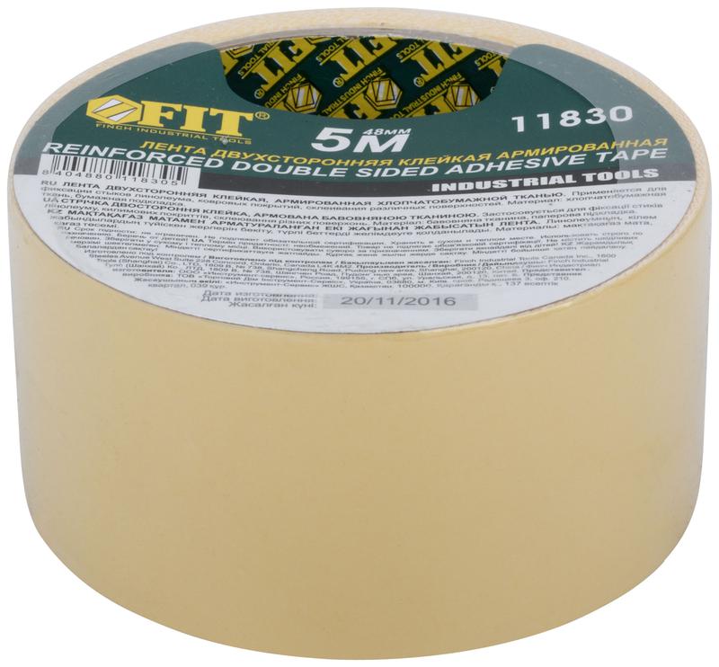  Лента клейкая двусторонняя на тканевой основе 48ммх5м FIT 11830 фото в каталоге от BTSprom.by