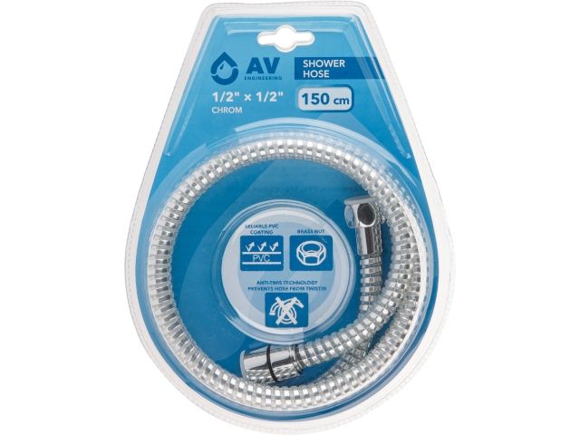 шланг душевой, pvc, 1/2" г-г 150 см, хром, av engineering (гайка латунь (anti-twist), 10 бар) avsss-110 от BTSprom.by