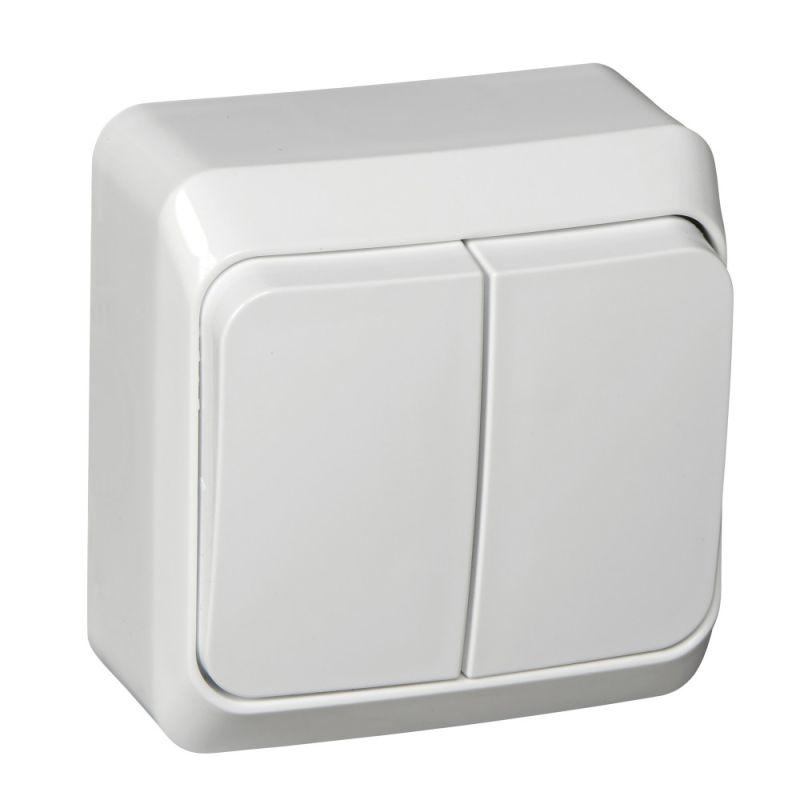 выключатель 2-кл. оп этюд 10а ip20 с подсветкой бел. se ba10-006b от BTSprom.by