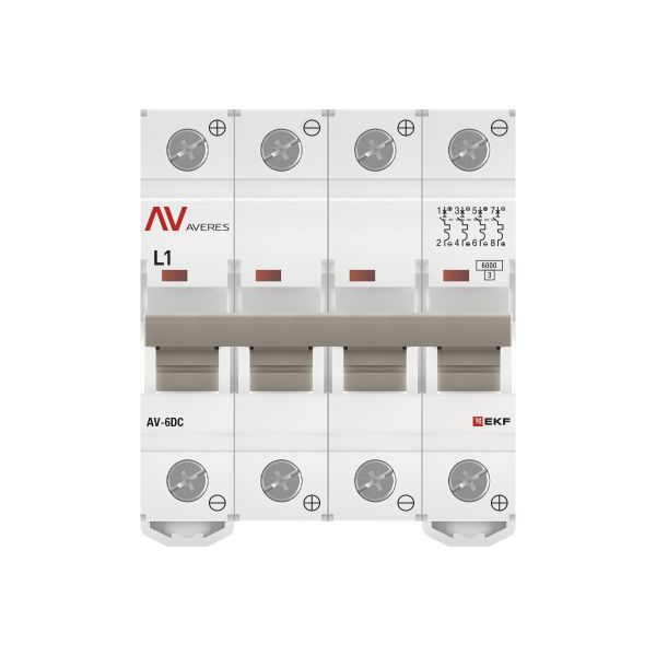  Выключатель автоматический модульный 4п L 1А 6кА AV-6 DC AVERES EKF mcb6-DC-4-01L-av фото в каталоге от BTSprom.by
