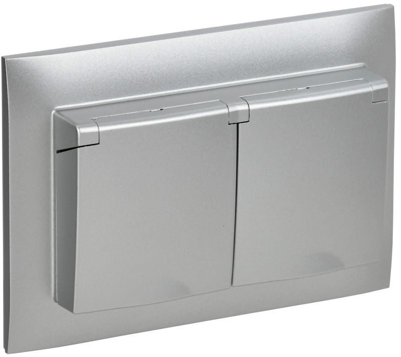 розетка 2-м skandy 16а ip44 с крышкой в сборе sk-r12s серебр. iek sk-r26-16-44-k23-f от BTSprom.by