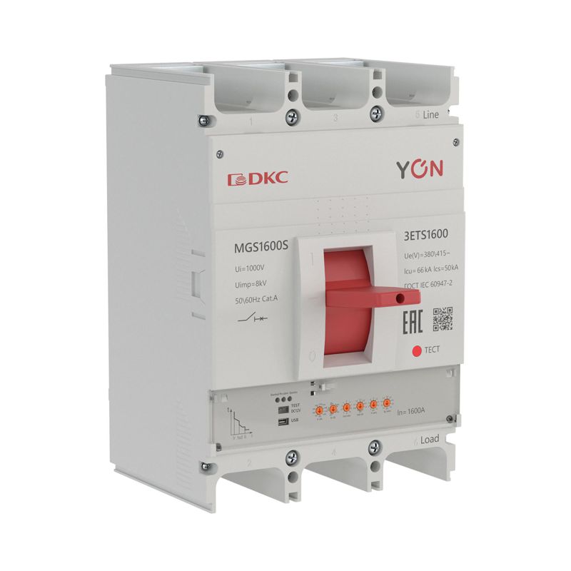 выключатель автоматический 3п 640-1600а 66ка mgs1600s с электронным расцепителем ets в литом корпусе yon mgs1600s-3ets1600 от BTSprom.by