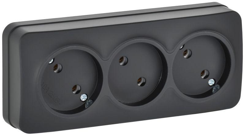 розетка 3-м оп glory рс23-2-хчм 10а без заземл. без защ. шторок черн. матов. iek erh30-k02m-10 от BTSprom.by