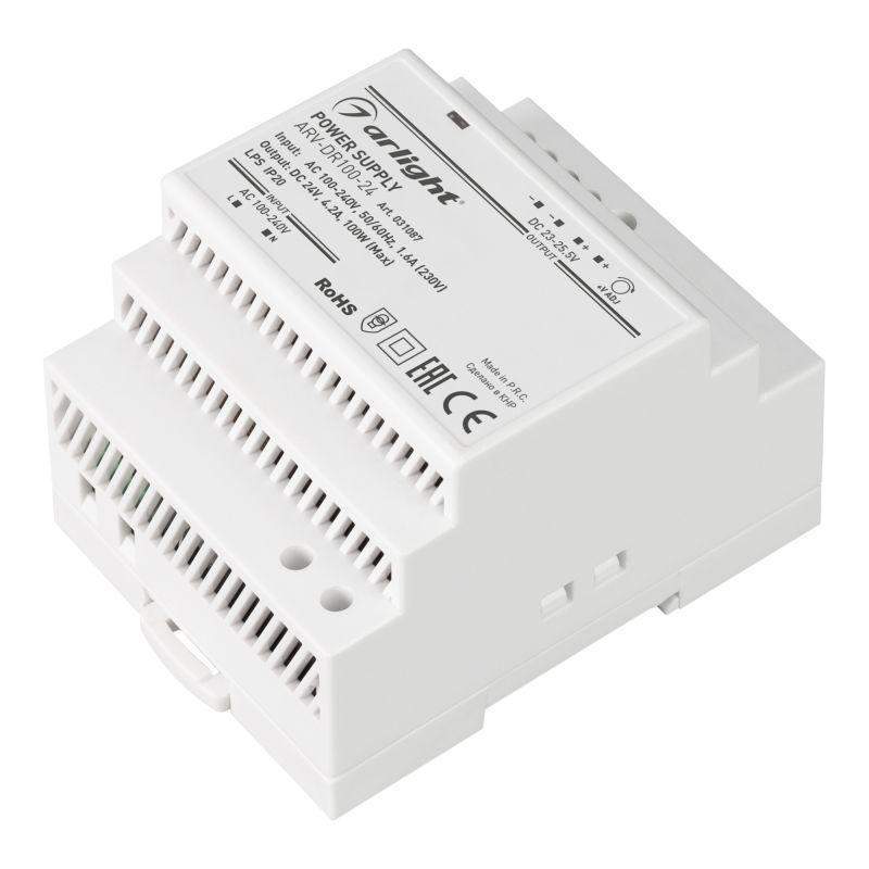 блок питания arv-dr100-24 24в 4.2а 100вт ip20 din-рейка arlight 031087 от BTSprom.by