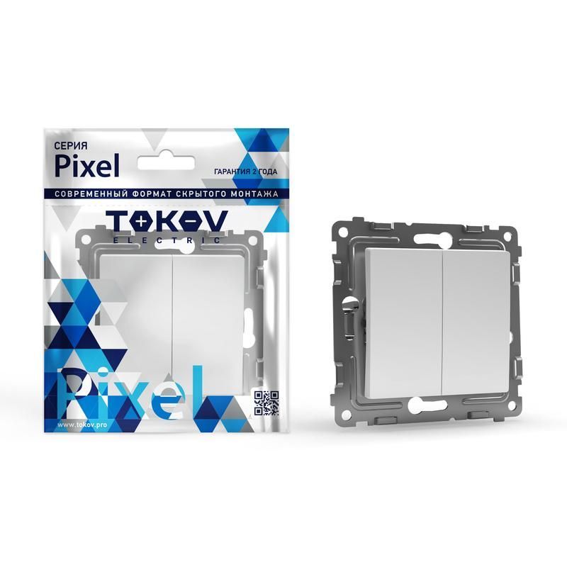 выключатель 2-кл. сп pixel 10а ip20 механизм бел. tokov electric tke-px-v2-c01 от BTSprom.by