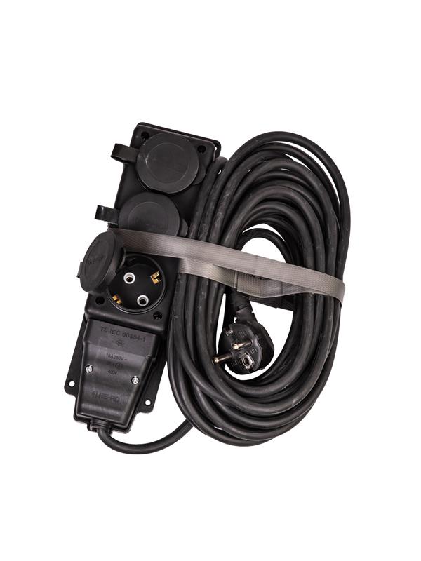 удлинитель на каучуковой колодке 3х10м 16а ip44 250в 4квт каучук кг 3х2.5 черн. ухз16 россия космос yksm10m-3g(16a)kg-b от BTSprom.by