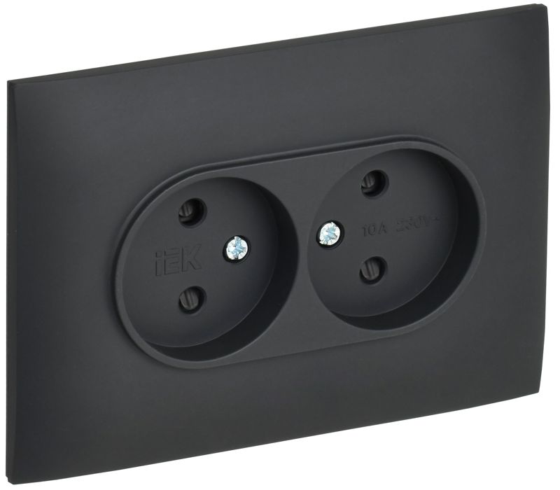розетка 2-м skandy 10а без заземл. защ. шторки в сборе sk-r09g графит iek sk-r23-10-k53-f от BTSprom.by