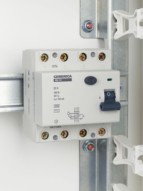  Выключатель дифференциального тока (УЗО) 4п 32А 100мА тип AC ВД1-63 GENERICA MDV15-4-032-100 фото в каталоге от BTSprom.by