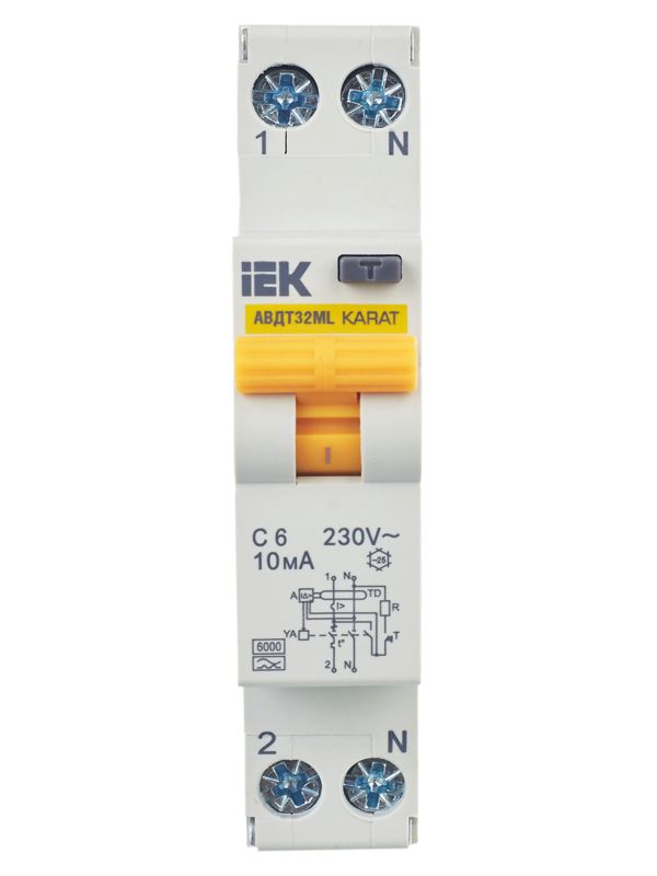  Выключатель автоматический дифференциального тока C 6А 10мА тип A АВДТ32ML KARAT IEK MVD12-1-006-C-010-A фото в каталоге от BTSprom.by