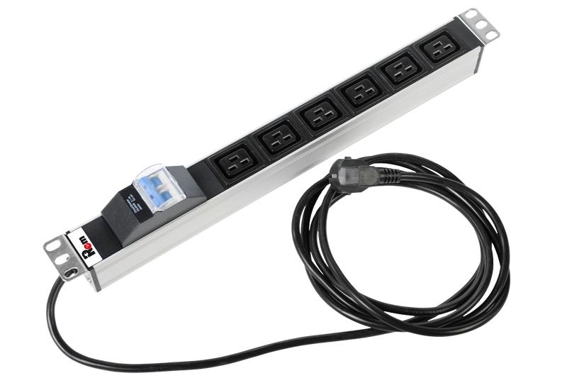 блок розеток rem-16 r-16-6c19-a-440-3 16а 6хc19 iec 60320 19дюйм с автомат. шнур 3м алюм. rem 1361986 от BTSprom.by