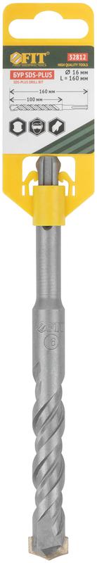 Бур по бетону SDS PLUS профи W-образная вставка двойная спираль 16х160мм FIT 32812 фото в каталоге от BTSprom.by