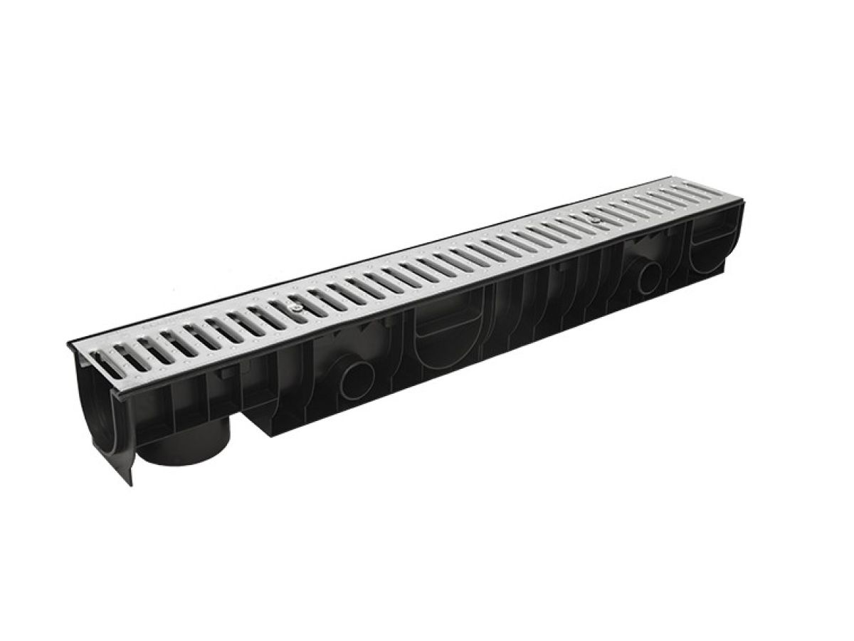лоток standart 100.125 h129  с решеткой стальной, ecoteck, рб (кл. а15) ди15905000 от BTSprom.by