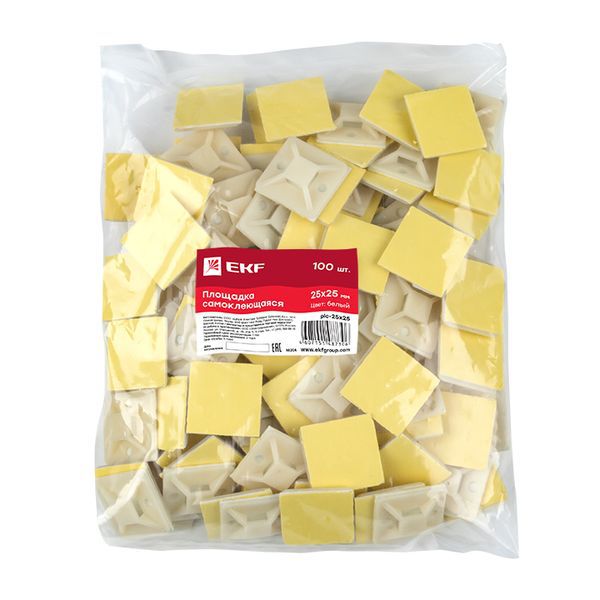  Площадка самоклеящаяся 25х25мм бел. (уп.100шт) EKF plc-25x25 фото в каталоге от BTSprom.by