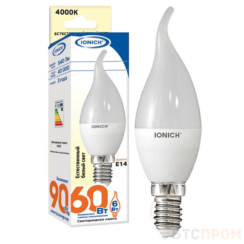 Лампа светодиодная ILED-SMD2835-CW37-6-540-220-4-E14 (0164) 6Вт свеча на ветру 4000К нейтр. бел. E14 540лм 230-240В IONICH 1540 фото в каталоге от BTSprom.by Лампа светодиодная ILED-SMD2835-CW37-6-540-220-4-E14 (0164) 6Вт свеча на ветру 4000К нейтр. бел. E14 540лм 230-240В IONICH 1540 фото в каталоге от BTSprom.by