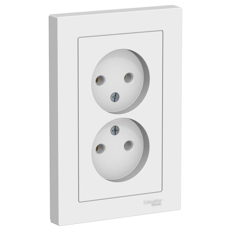 розетка 2-м сп atlasdesign 16а ip20 без заземл. в сборе бел. se atn000120 от BTSprom.by