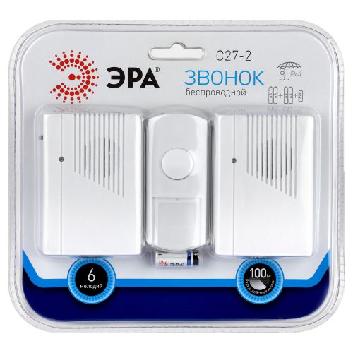  Звонок беспроводной C27-2 2 динамика ЭРА C0034896/Б0018969 фото в каталоге от BTSprom.by