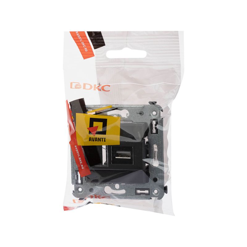  Розетка USB 2.0 1-м СП Avanti "Черный матовый" тип А-А DKC 4412403 фото в каталоге от BTSprom.by