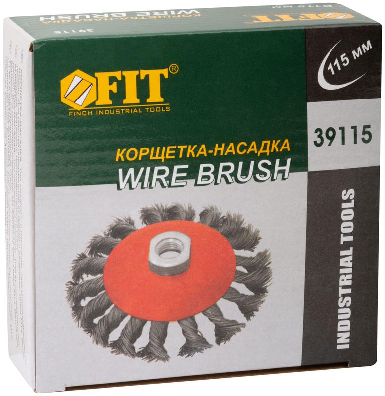  Корщетка-колесо с наклоном гайка М14 стальная витая проволока 115мм FIT 39115 фото в каталоге от BTSprom.by