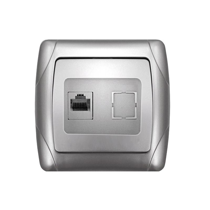 розетка компьютерная 1-м сп маргарита rj45 серебр. universal м0035-s от BTSprom.by