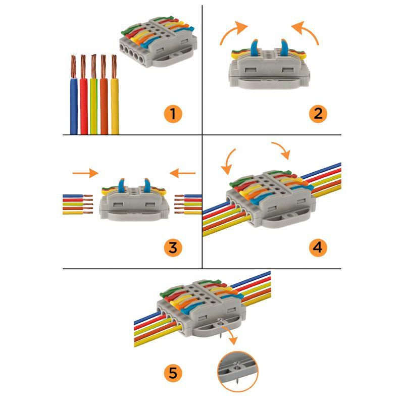  Клемма строительно-монтажная СМК проходная 222-425P 5п 0.08-4кв.мм с монтажной площадкой сер. (уп.20шт) Rexant 07-6265 фото в каталоге от BTSprom.by