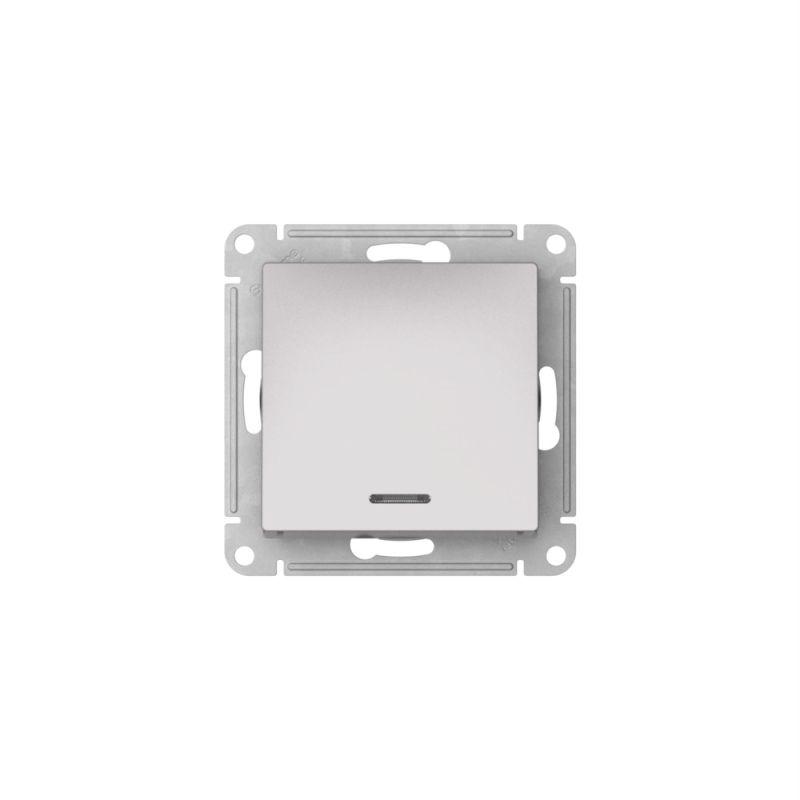  Переключатель 1-кл. AtlasDesign (сх. 6а) 10AX с подсветкой быстрозажим. клем. механизм алюм. SE ATN000363S фото в каталоге от BTSprom.by