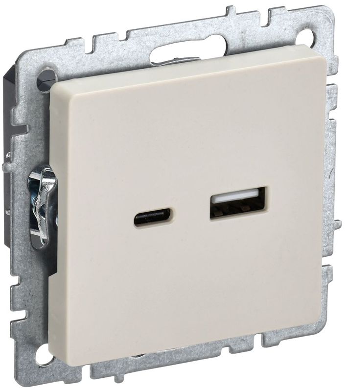 розетка brite usb a+c 18вт рю11-1-бркр механизм беж. iek br-u22-018-k10 от BTSprom.by