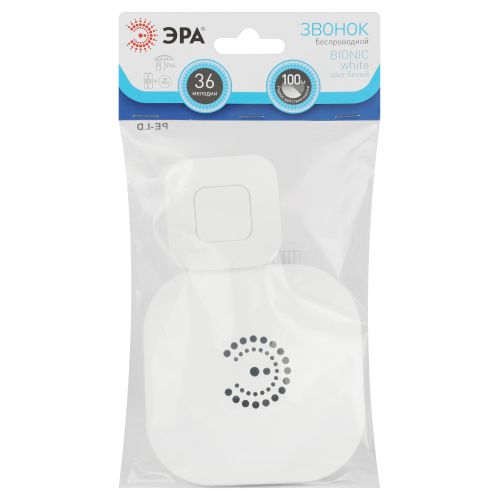  Звонок беспроводной дверной 36 мелодий BIONIC White бел. (в пакете) Эра Б0061074 фото в каталоге от BTSprom.by