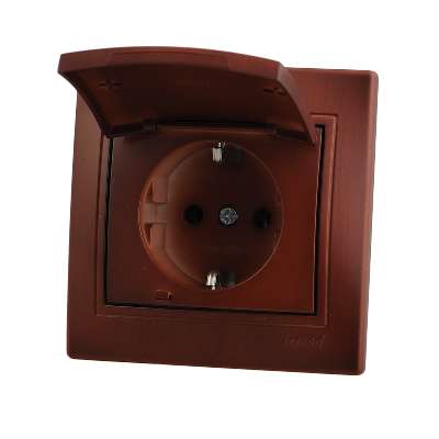 розетка 1-м сп mira 16а ip20 с заземл. с защ. крышкой керамика вишня lezard 701-0601-123 от BTSprom.by