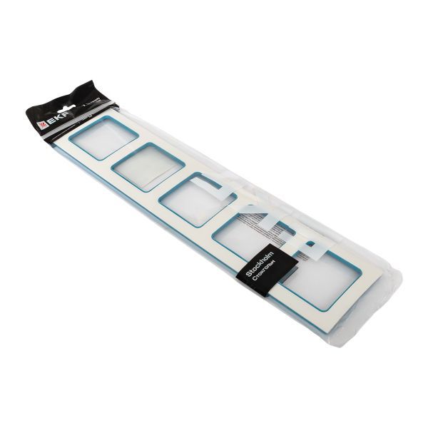  Рамка 5-м Стокгольм бел. с линией цвета син. EKF EXM-G-306-30 фото в каталоге от BTSprom.by