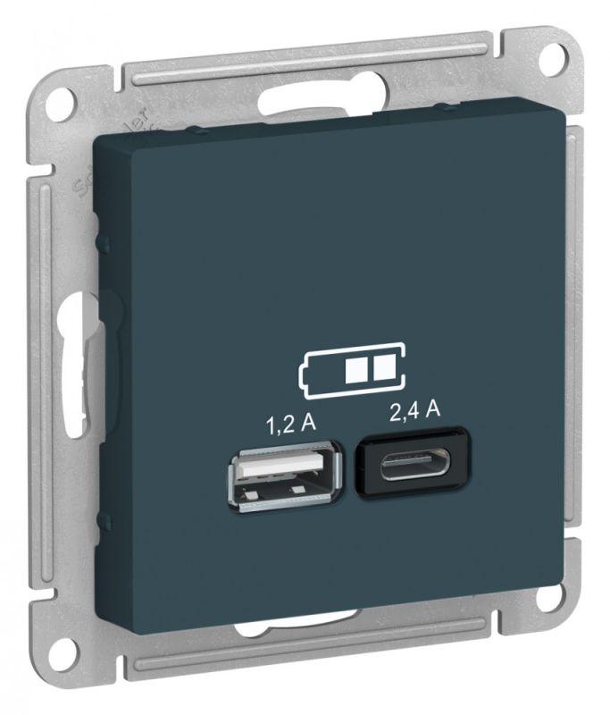 розетка usb atlasdesign тип a+c 5в/2.4а 2х5в/1.2а механизм изумруд se atn000839 от BTSprom.by
