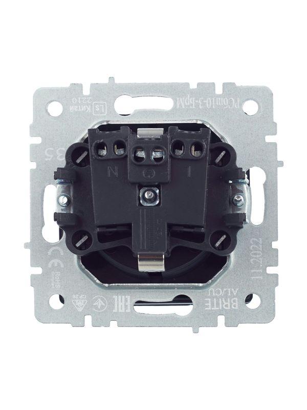  Розетка BRITE РСбш10-3-БрМ 16А IP20 с заземл. защ. шторки с крышкой механизм маренго IEK BR-R16-16-K35 фото в каталоге от BTSprom.by